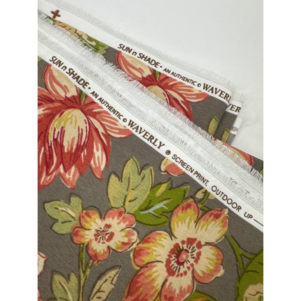 Waverly Sun N Shade Outdoor Fabric 55x156in Floral Print Gray Multicolor